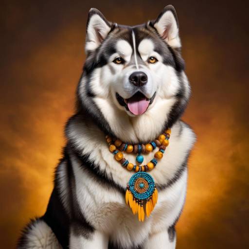 Majestic Malamute Portrait with Necklace Majestic Malamute Portrait with Necklace