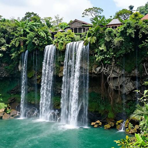Floating Island with Upside-Down Waterfalls