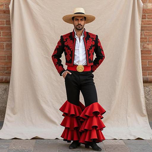 Man in Traditional Spanish Flamenco Outfit
