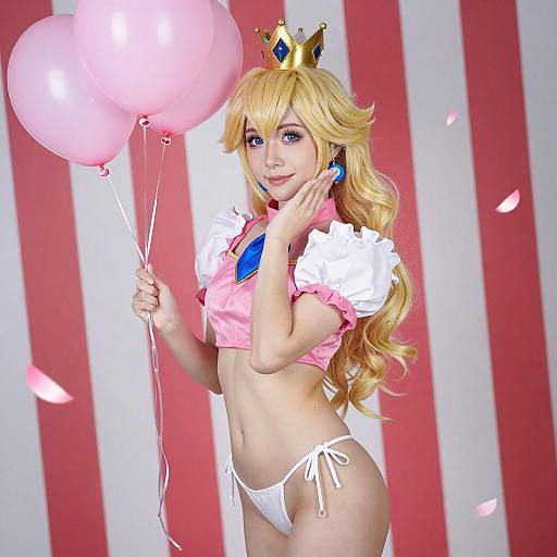 Blonde Cosplayer as Princess Peach