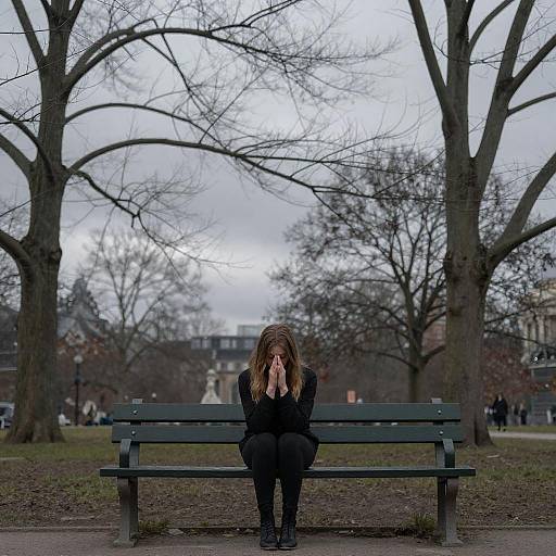 Contemplative Woman on Park Bench