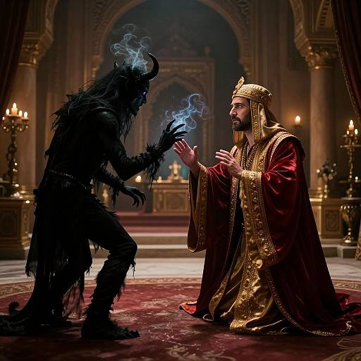 Sultan's Forbidden Ritual in 80s Lovecraftian Palace