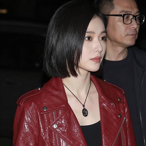 Woman in Red Leather Jacket Portrait