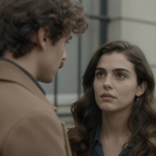 Close-up of Man and Woman in Serious Conversation