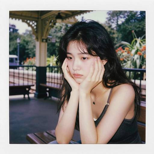 Pensive young woman at vintage subway station