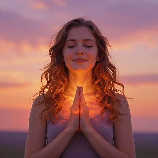 Ethereal Autumn Woman with Sunset