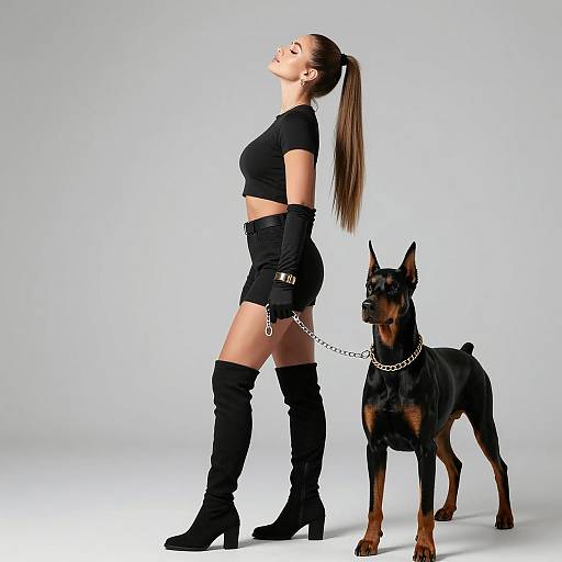 Stylish Woman with Doberman Pose