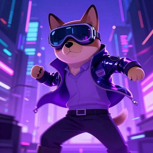 Cyberpunk Anime Doge in Neon City