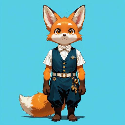 Curious Orange Fox in Vest and Bowtie Curious Orange Fox in Vest and Bowtie