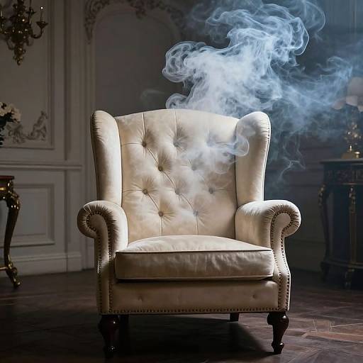 Smoky Wingback Armchair in Ornate Room