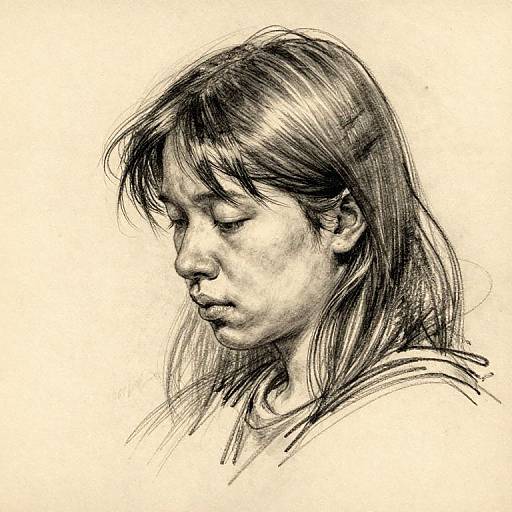 Charcoal Bangs Sketch with Texture