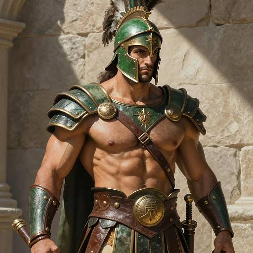 Muscular Greek Warrior in Digital Art