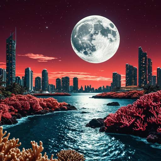 Futuristic City Under a Silver Moon Futuristic City Under a Silver Moon
