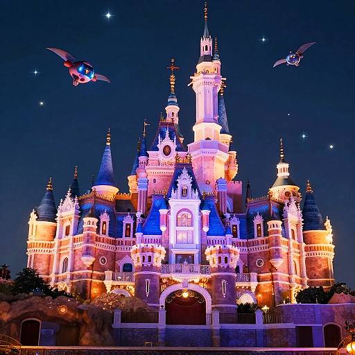 Futuristic Neon Disney Castle