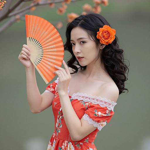 Elegant Woman with Floral Accents