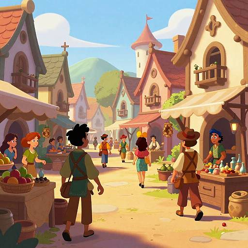 Disney-Style Medieval Fantasy Marketplace