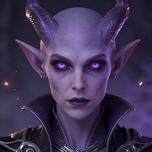 Purple Tiefling Portrait with Magic