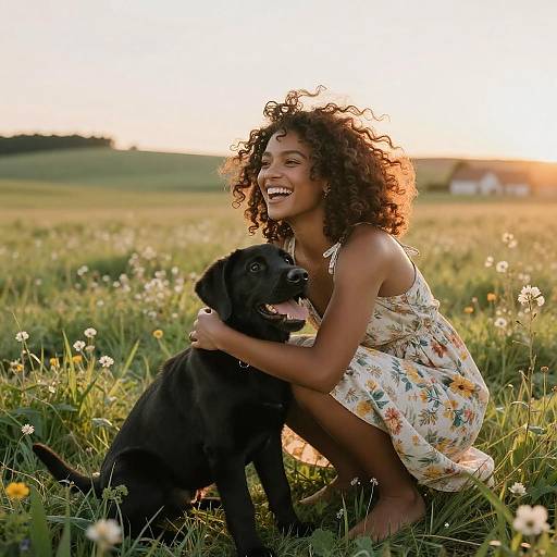Joyful Moment in a Sunlit Meadow