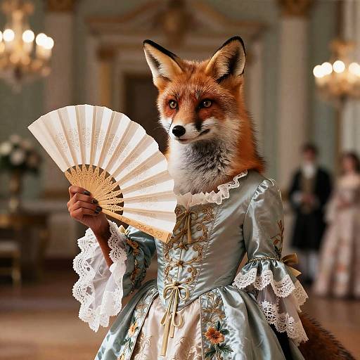Elegant Fox in 18th Century Dress