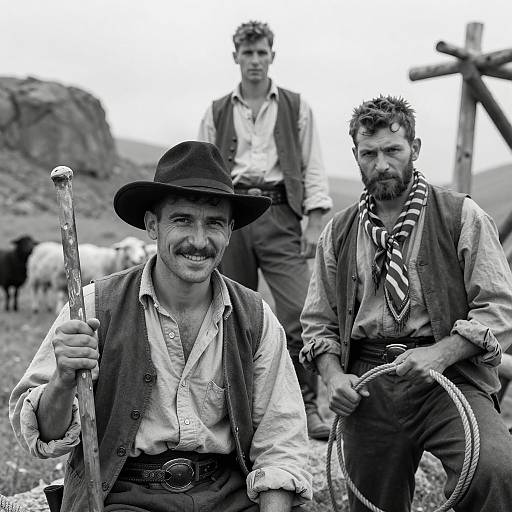 Rustic 19th-Century Men's Portrait