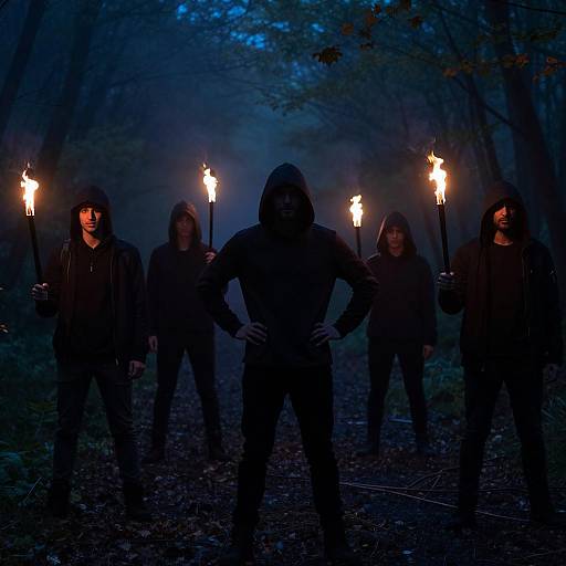 Mysterious Night in Foggy Forest