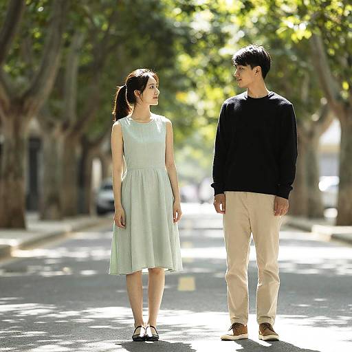 Young Couple on a Sunlit Street