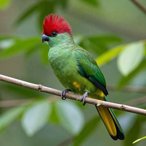Vibrant Red-Crested Turaco on Branch
