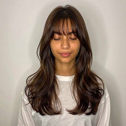 Serene Woman with Wavy Brown Hair
