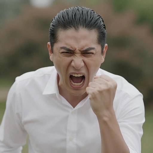 Intense Angry Man Shouting, Fist Clenched