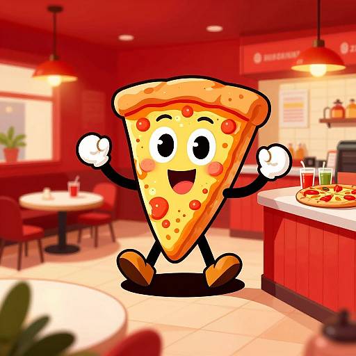 Happy Dancing Pizza Slice Cartoon