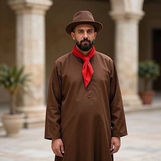 Bearded Man in Brown Outfit