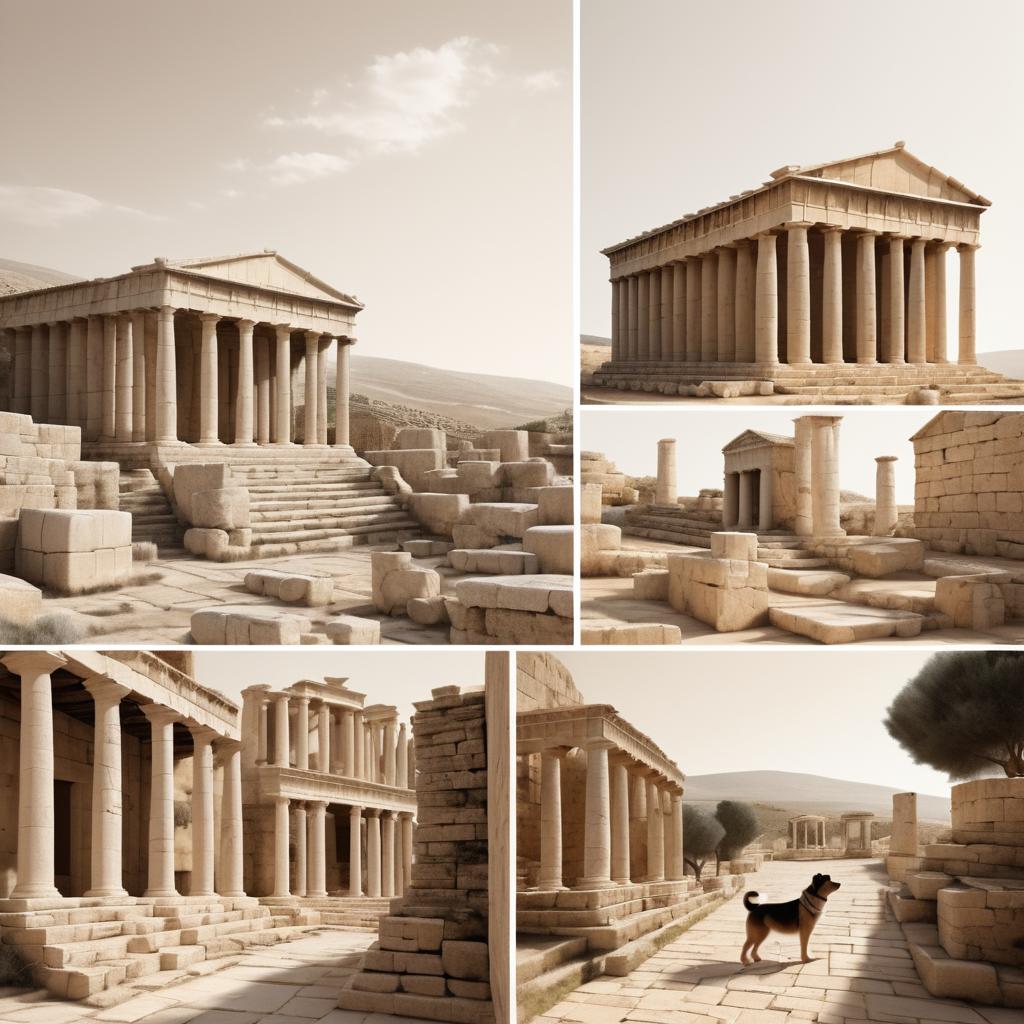 Ancient Greek Stone Structures with Dog