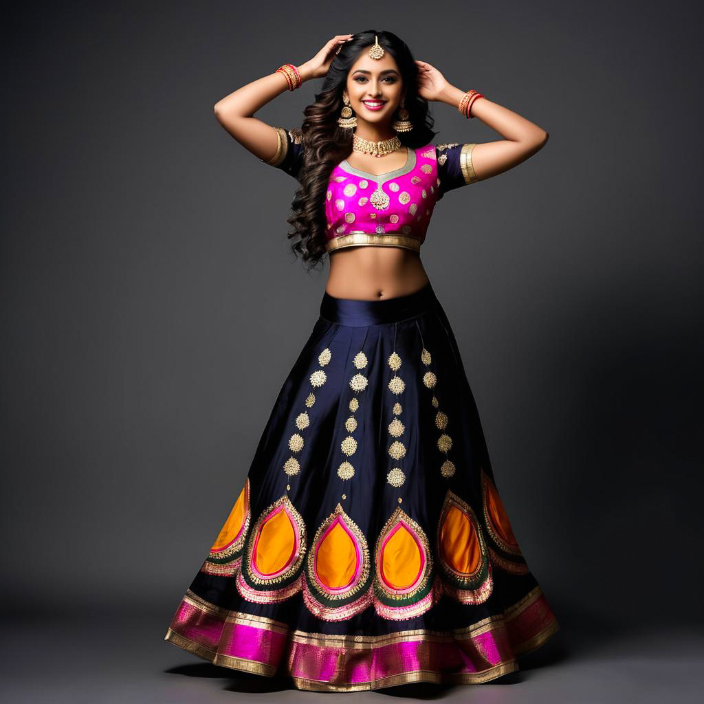 Joyful Young Woman in Traditional Diwali Attire