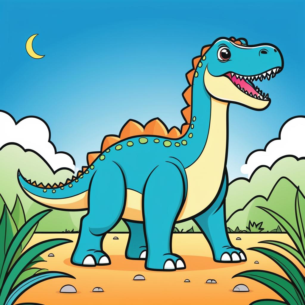 Cute Gigantosaurus Coloring Book Illustration