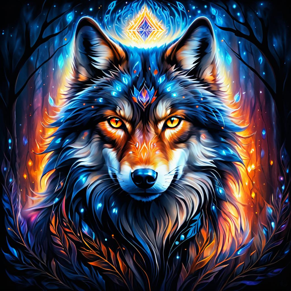 Ethereal Hybrid Wolf with Runes