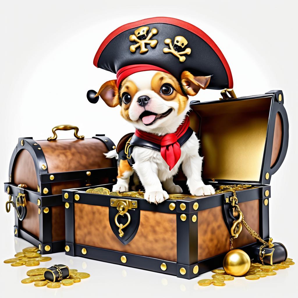 Playful Pirate Dog in Treasure Chest