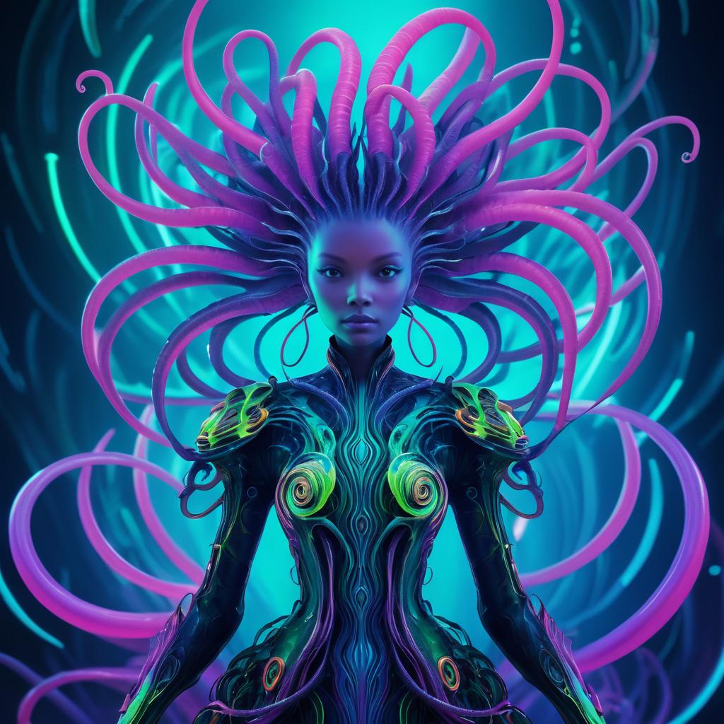 Vibrant Biopunk Alien Life Form Illustration