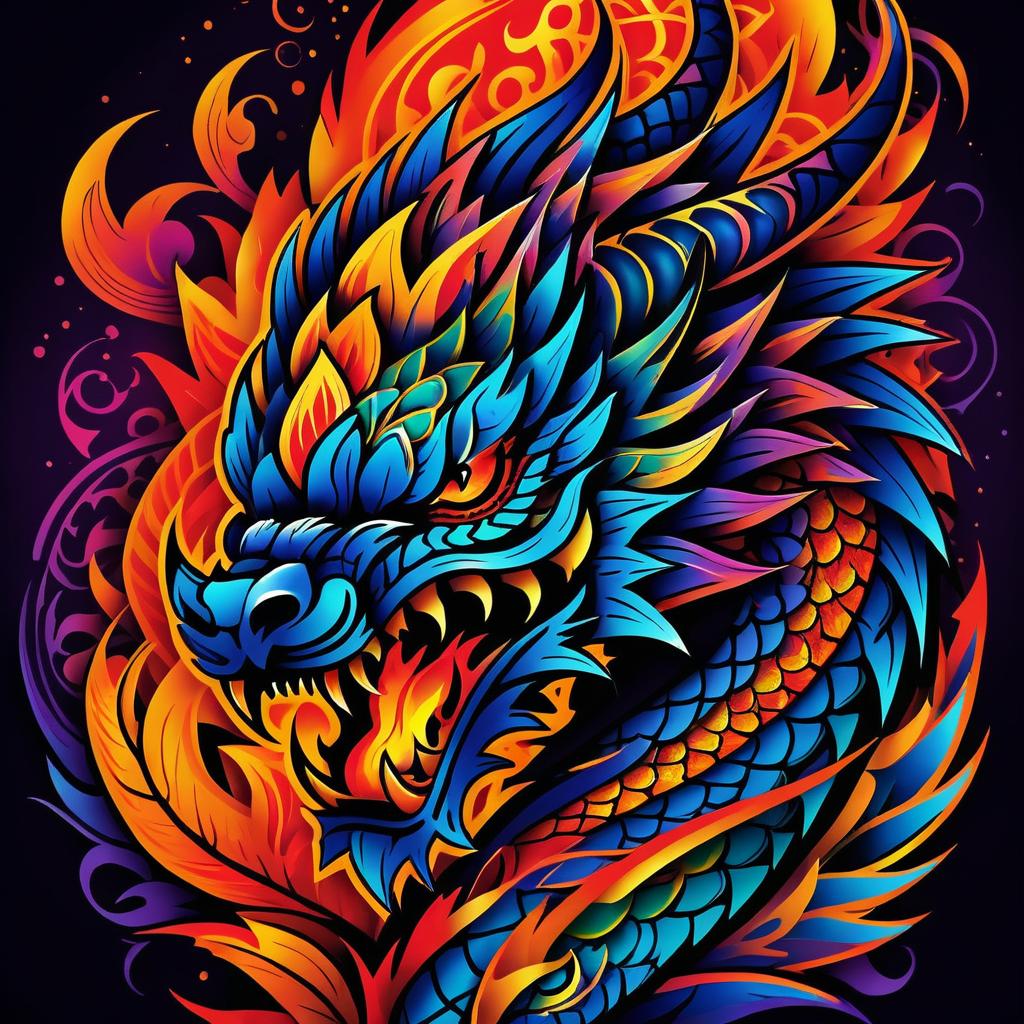 Vibrant Dragon Warrior Tattoo Logo Design