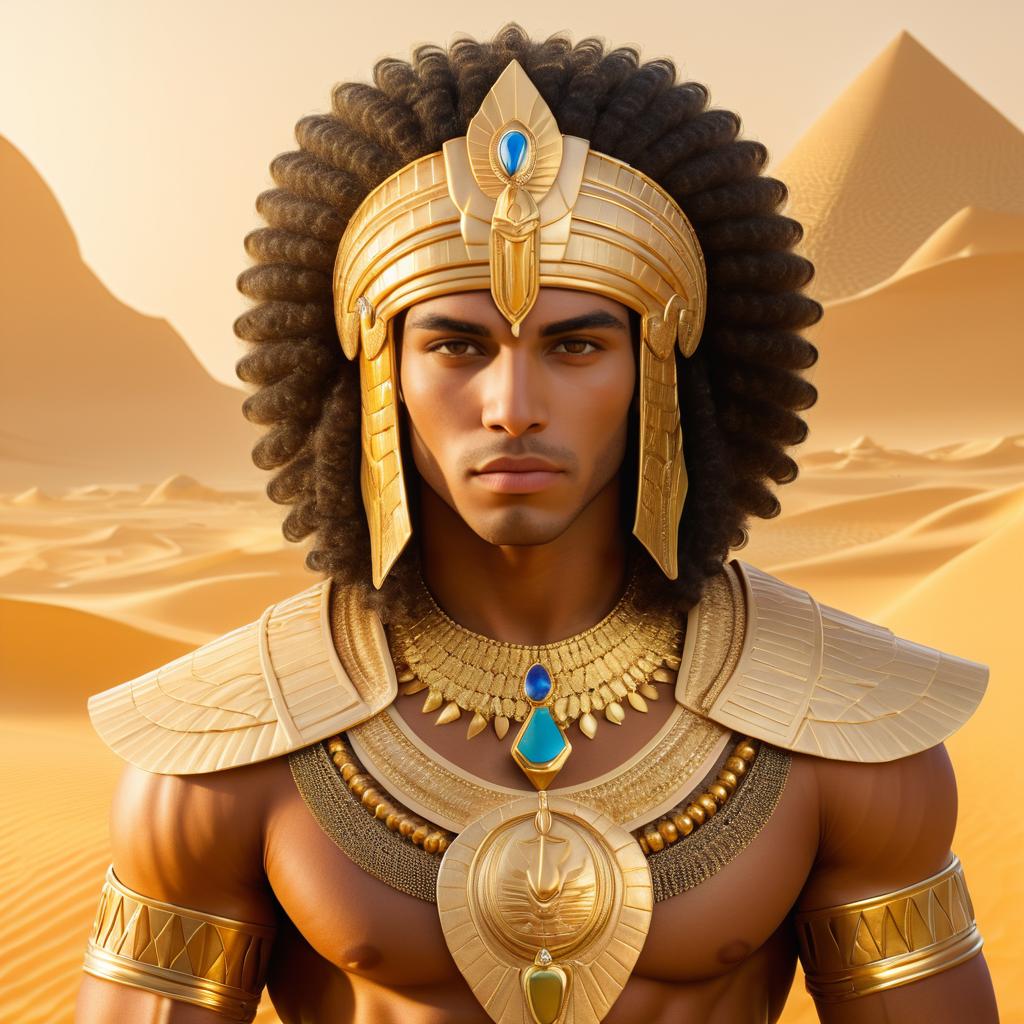 Majestic Egyptian Pharaoh in Desert Armor