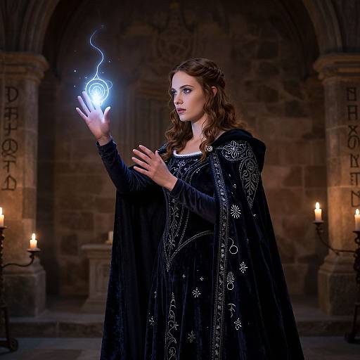 Medieval Sorceress Casting Spell