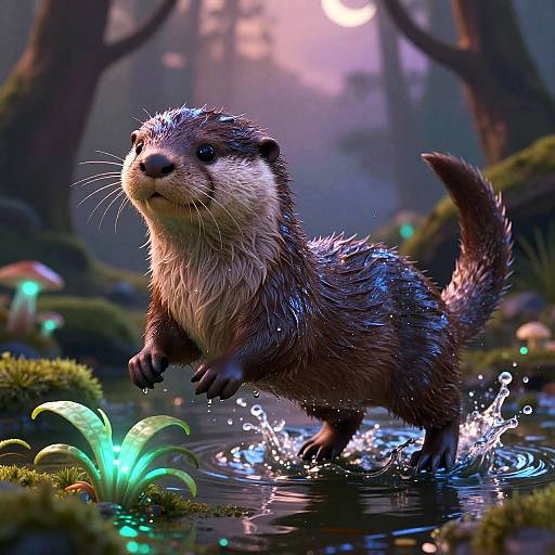 Chibi Feral River Otter Pup Portrait