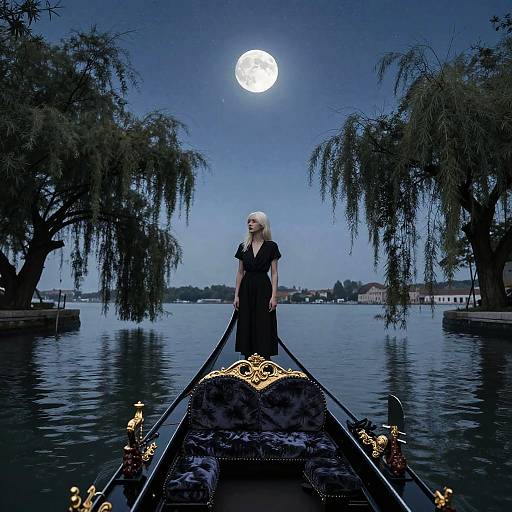 Serene Venetian Gondola Night Scene