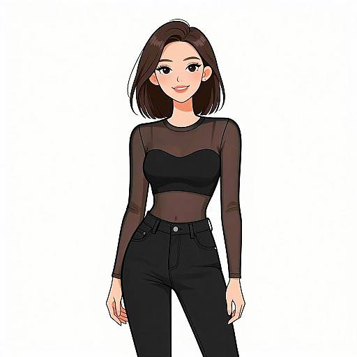 Smiling Woman in Chic Black Streetwear