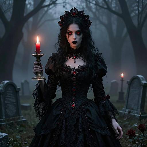 Eerie Gothic Noblewoman in Graveyard
