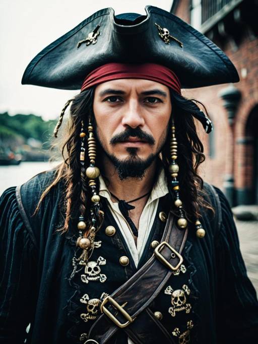 Man in Detailed Pirate Costume