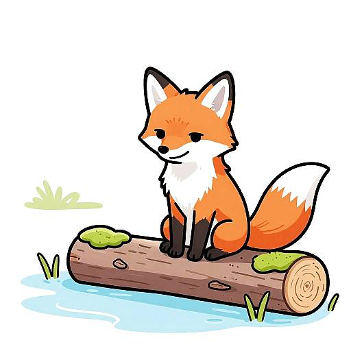 Shy Fox Coloring: Mossy Pond Scene