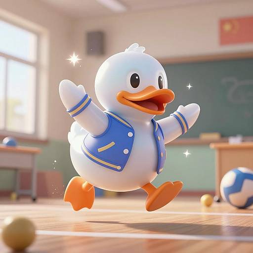 Cheerful Duck Detective in Action