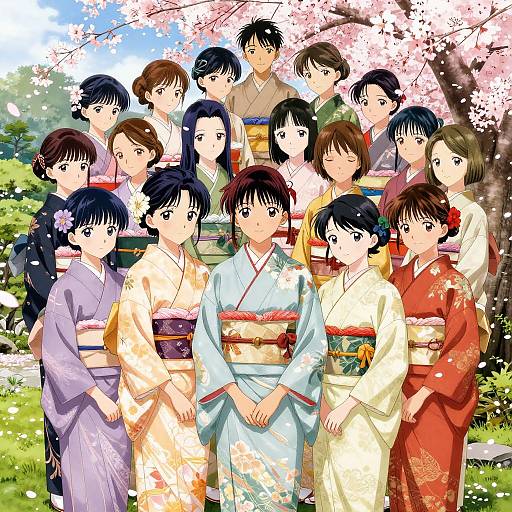 18+ Anime Girls in Kimono Scene