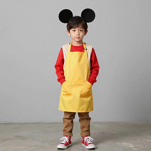 Playful Young Boy in Mickey Costume