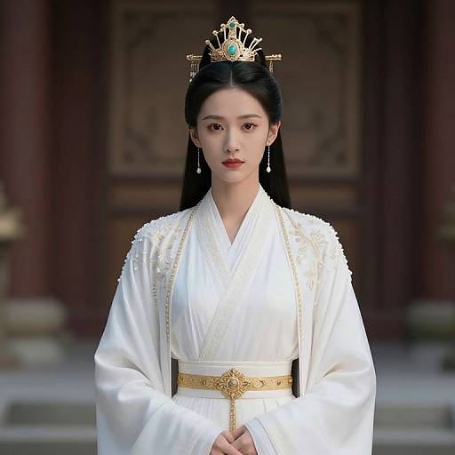 Regal Woman in White Robe